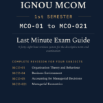 IGNOU M.Com 1st Semester Book cover — MCO-01, MCO-04, MCO-05 and MCO-021, 2027 Exam Edition, Combined Last Minute Exam Study Guide