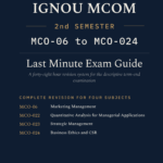 IGNOU M.Com 2nd Semester Book cover — MCO-06, MCO-022, MCO-023 and MCO-024, 2027 Exam Edition, Combined Last Minute Exam Study Guide