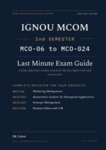 IGNOU M.Com 2nd Semester Book cover — MCO-06, MCO-022, MCO-023 and MCO-024, 2027 Exam Edition, Combined Last Minute Exam Study Guide