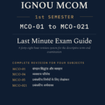 IGNOU M.Com 1st Semester Hindi Medium Book cover — MCO-01, MCO-04, MCO-05 and MCO-021, 2027 M.Com परीक्षा संस्करण, Combined Last Minute Exam Study Guide